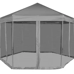 Pop up-pavillon 6 sidevægge sekskantet 3,6x3,1 m grå - Telt - Telte - Home & Living