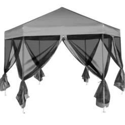 Pop up-pavillon 6 sidevægge sekskantet 3,6x3,1 m grå - Telt - Telte - Home & Living