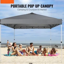 Pop-up baldakin festtelt 10x10 fod med bæretaske til camping - mørkegrå, ideelt til udendørs arrangementer!