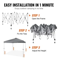 Pop-up baldakin festtelt 10x10 fod med bæretaske til camping - mørkegrå, ideelt til udendørs arrangementer!