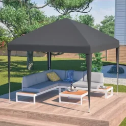 Pop-up Pavillon, Højdejusterbar, Inkluderer Sandposer og Bærepose,3x3M Sort