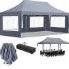 Pop-Up Pavillon 3m x 6m, Vandtæt med UV-beskyttelse, Nem Opsætning,Mørkegrå