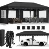 Pop-Up Pavillon 3m x 6m, Vandtæt med UV-beskyttelse, Nem Opsætning,sort
