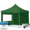 pop-up tält snabbtält 3x3 m - 2 sidodelar hopfällbart tält aluminium paviljong (certifierad) party lusthus grön tak