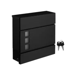 Postkasse – Låsbar med avisrum – Sort