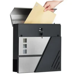 Postkasse – Med vindue – Rustfrit stål – Sølv/Antracit