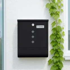 Postkasse med avisholder, 38x31x13 cm, metal