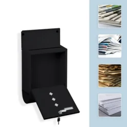 Postkasse med avisholder, 38x31x13 cm, metal