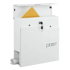 Postkasse med avisholder, 38x37x12 cm, Metal