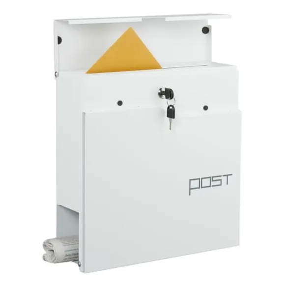 Postkasse med avisholder, 38x37x12 cm, Metal