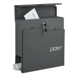 Postkasse med avisholder, 38x37x12 cm, Metal