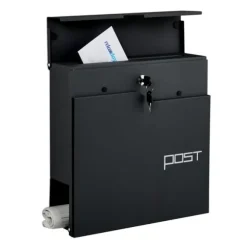 Postkasse med avisholder, 38x37x12 cm, metal