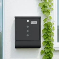 Postkasse med avisholder, 38x31x13 cm, metal