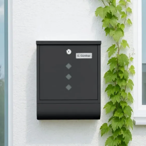 Postkasse med avisholder, 38x31x13 cm, metal