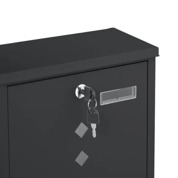 Postkasse med avisholder, 38x31x13 cm, metal