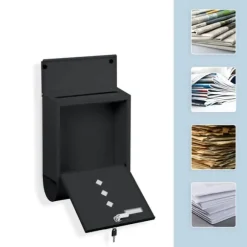 Postkasse med avisholder, 38x31x13 cm, metal