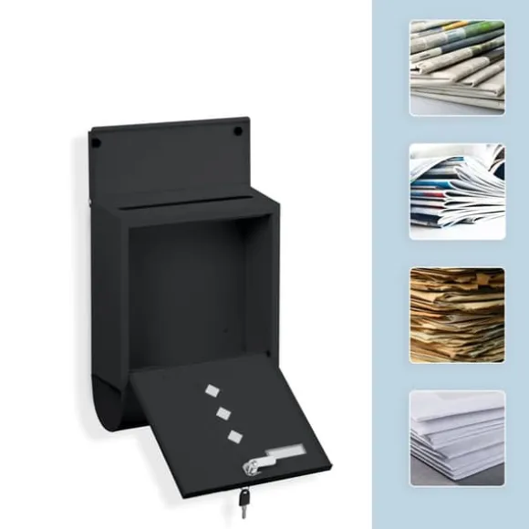 Postkasse med avisholder, 38x31x13 cm, metal