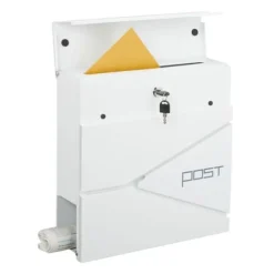 Postkasse med avisindkast, 38x37x12 cm, metal