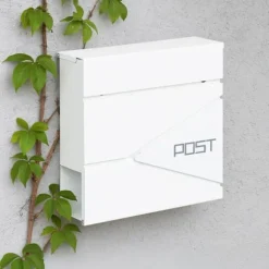 Postkasse med avisindkast, 38x37x12 cm, metal