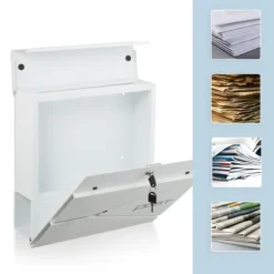 Postkasse med avisindkast, 38x37x12 cm, metal