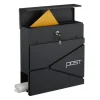 Postkasse med avisindkast, 38x37x12 cm, metal