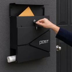 Postkasse med avisindkast, 38x37x12 cm, metal