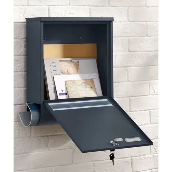 Postkasse med avisrum, 35x12x42,5 cm, antracit