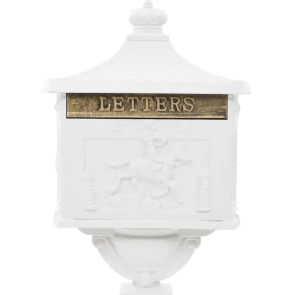 Postkasse med piedestal aluminium vintagestil rustbestandig hvid - Postkasse Med Piedestal - Postkasser Med Piedestaler - Home & Living