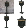 Postkasse med piedestal aluminium vintagestil rustbestandig grøn - Postkasse Med Piedestal - Postkasser Med Piedestaler - Home & Living