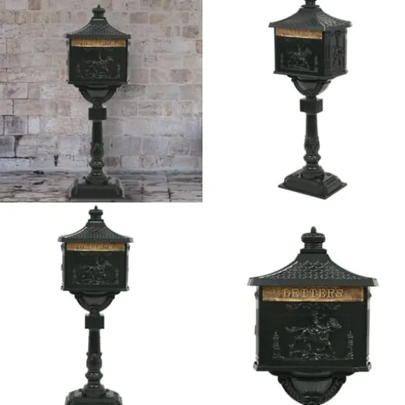 Postkasse med piedestal aluminium vintagestil rustbestandig grøn - Postkasse Med Piedestal - Postkasser Med Piedestaler - Home & Living