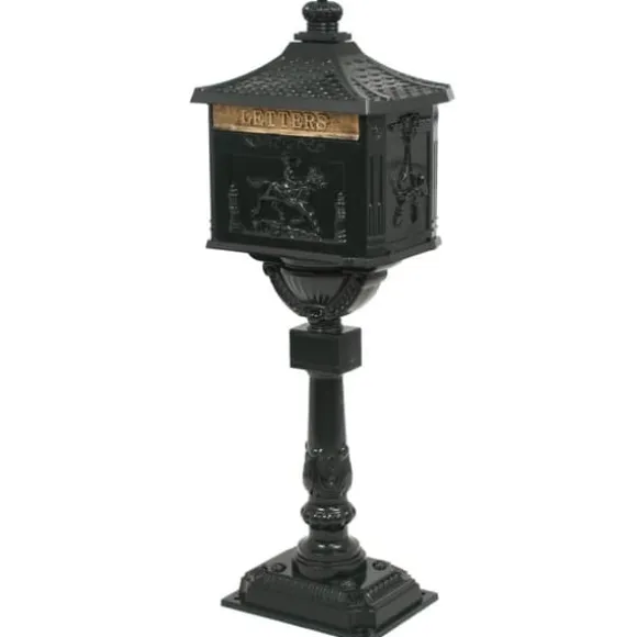 Postkasse med piedestal aluminium vintagestil rustbestandig grøn - Postkasse Med Piedestal - Postkasser Med Piedestaler - Home & Living