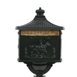 Postkasse med piedestal aluminium vintagestil rustbestandig grøn - Postkasse Med Piedestal - Postkasser Med Piedestaler - Home & Living