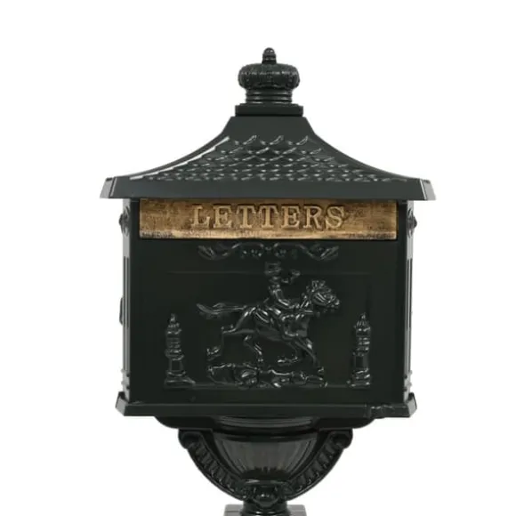 Postkasse med piedestal aluminium vintagestil rustbestandig grøn - Postkasse Med Piedestal - Postkasser Med Piedestaler - Home & Living