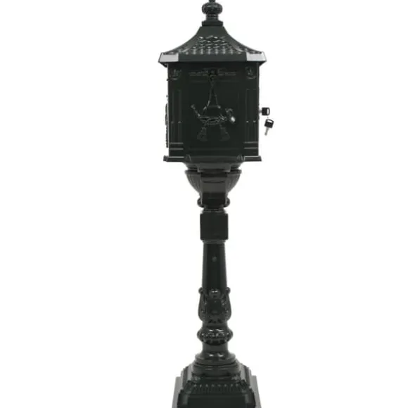 Postkasse med piedestal aluminium vintagestil rustbestandig grøn - Postkasse Med Piedestal - Postkasser Med Piedestaler - Home & Living