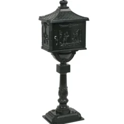 Postkasse med piedestal aluminium vintagestil rustbestandig grøn - Postkasse Med Piedestal - Postkasser Med Piedestaler - Home & Living