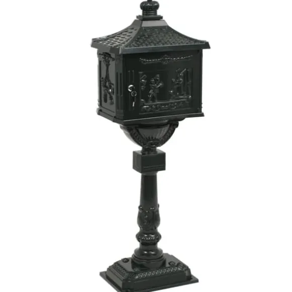 Postkasse med piedestal aluminium vintagestil rustbestandig grøn - Postkasse Med Piedestal - Postkasser Med Piedestaler - Home & Living