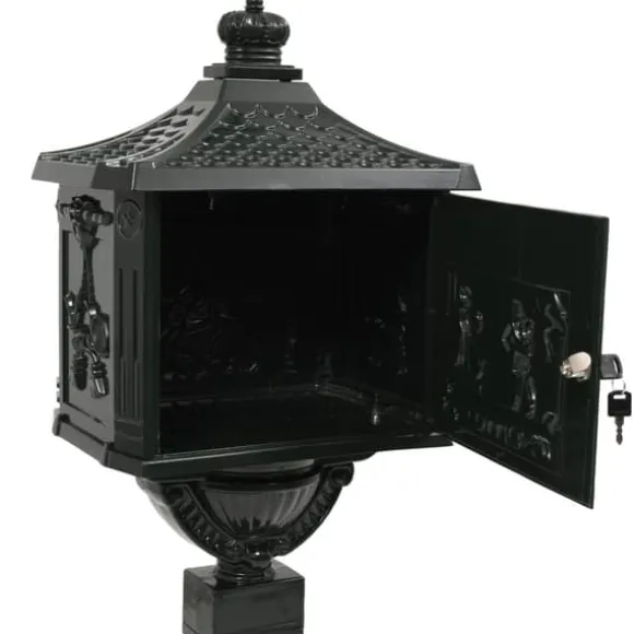 Postkasse med piedestal aluminium vintagestil rustbestandig grøn - Postkasse Med Piedestal - Postkasser Med Piedestaler - Home & Living