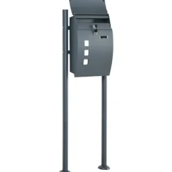 Postkasse med stativ og avisrum, 44x15x114 cm, antracit