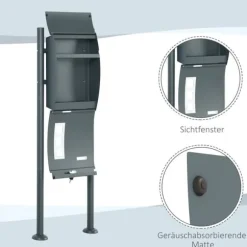 Postkasse med stativ og avisrum, 44x15x114 cm, antracit