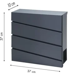 Postkasse rustfrit stål antracit - 37x37x10 cm - med avisrum
