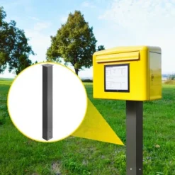 Postkasse Stander, 109,5 cm Høj, 12,5x12,5 cm Base, Sort, Stål
