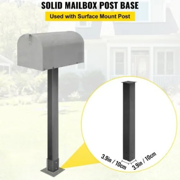 Postkasse Stander, 109,5 cm Høj, 12,5x12,5 cm Base, Sort, Stål