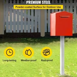 Postkasse Stander, 109,5 cm Højde, 12,5x12,5 cm Base, Hvid, Stål