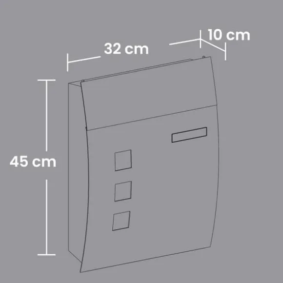 Postkasse, 32x10x45 cm, Antracit