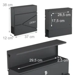 Postkasse, 38x37x12 cm, Metal