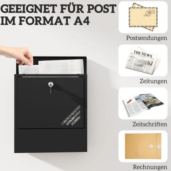 Postkasse, 30x8,5x32,5 cm, Mørkegrå