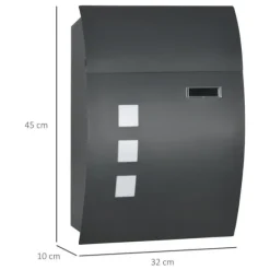 Postkasse, 32x10x45 cm, Mørkegrå