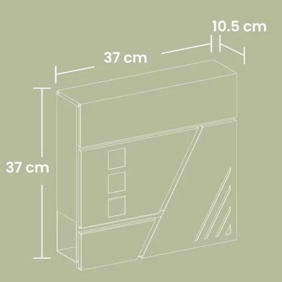 Postkasse, 37x10,5x37 cm, Sølv