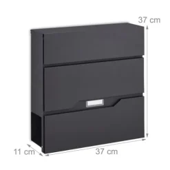 Postkasse, 37x37x11 cm, Sort