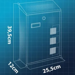 Postkasse 39x25,5x12 cm sort HM-864